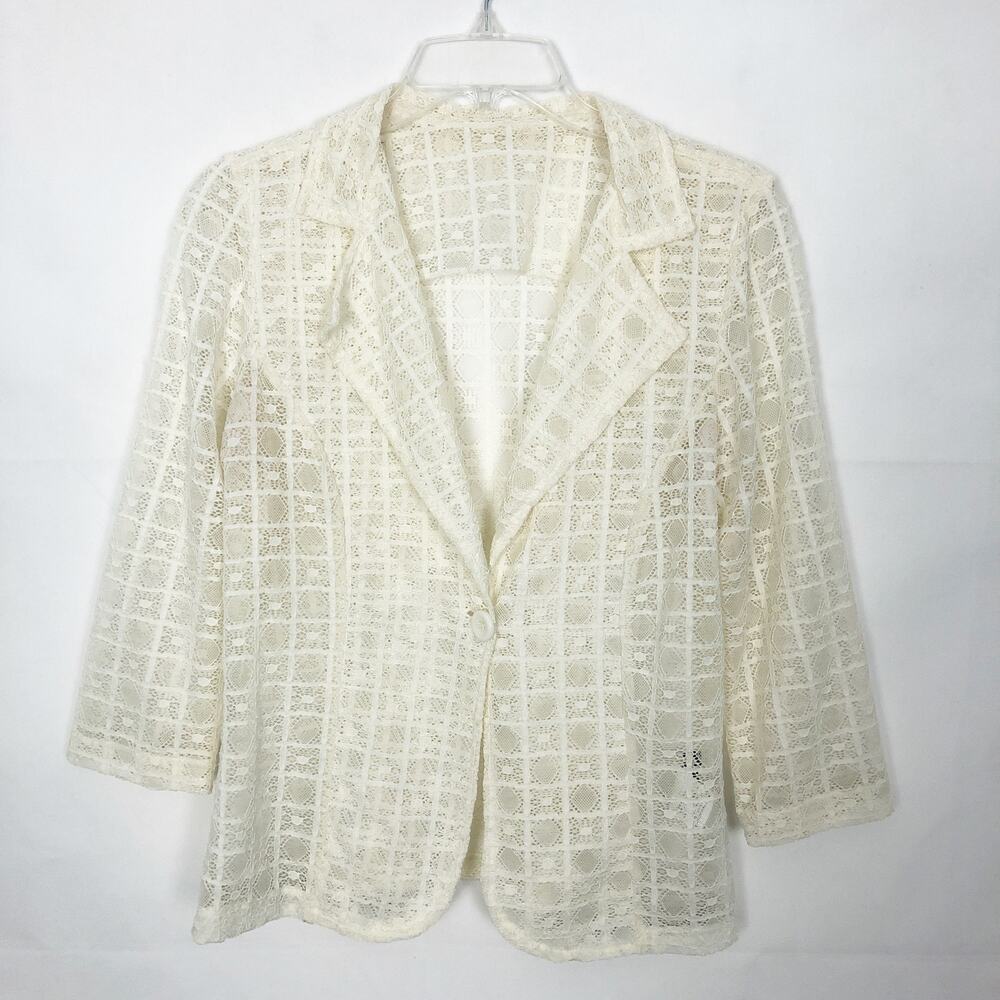 Santory 3/4 Sleeve Lace Cream Blazer Junior's Large